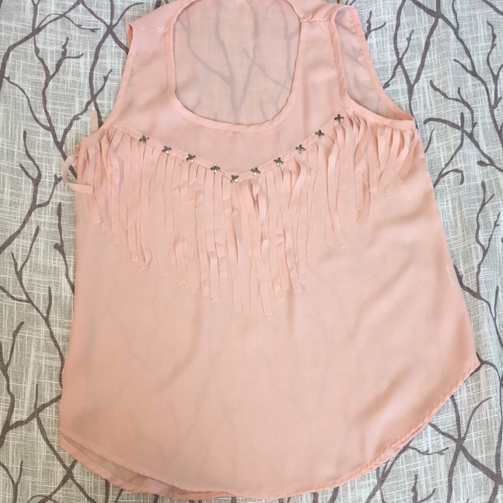NWOT Blush Pink Fringe Top